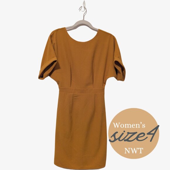 US 4 ASOS Wiggle Mini Dress in Gold NWT - Picture 1 of 7